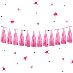Гирлянда тассел 12 кисточек по 5 листов, розовый